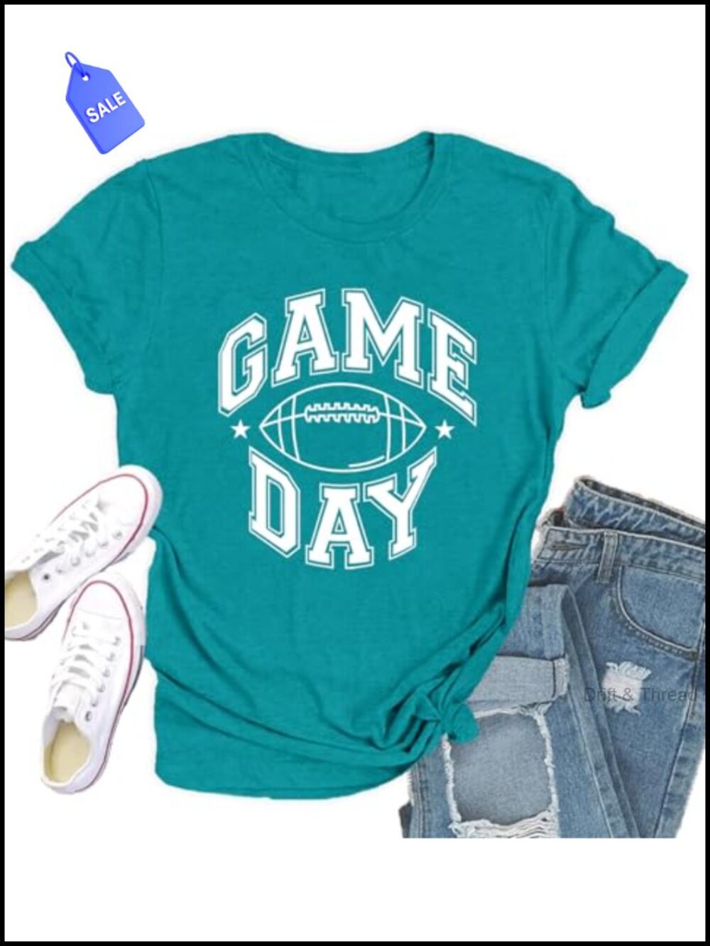 Womens Game Day Rugby Tee Crew Neck Short Sleeve Relaxed Fit T-Shirt